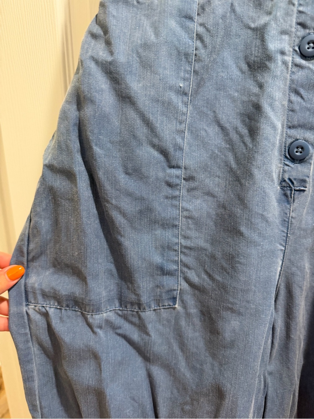 Sleeveless Wide-Leg Blue bohemian Denim Jumpsuit with Tie Waist - Picture 8 of 14